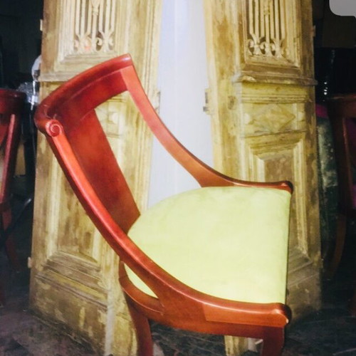 Varagkis Chair 1991 like new, beech wood, suede seat by Designers Guild