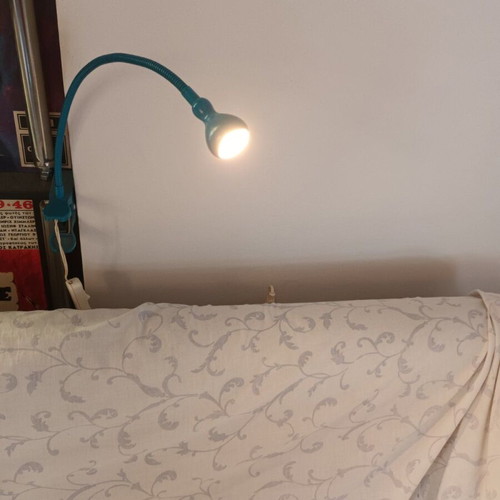 Blue desk clamp lamp with 220V/4V transformer used