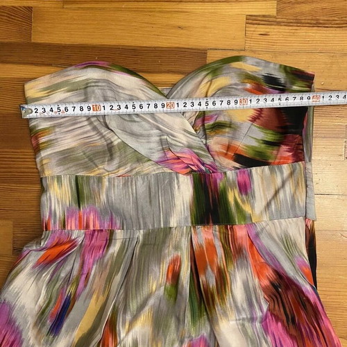 Warehouse medium strapless silk dress used, multicolor