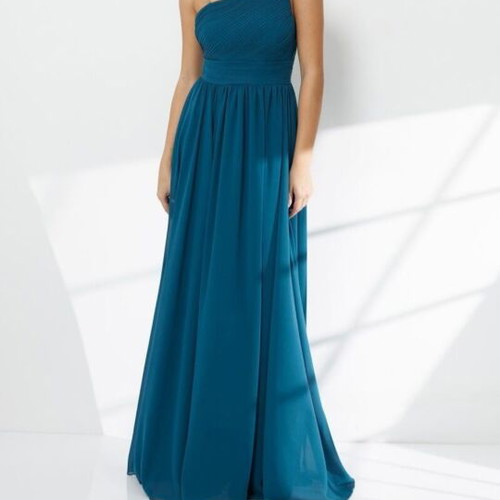 Maxi evening dress one shoulder, like new, petrol blue, size large