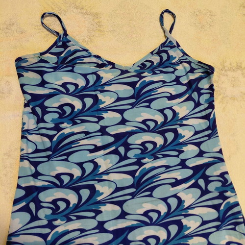 Dress with straps like new, blue and white, asymmetric hem
