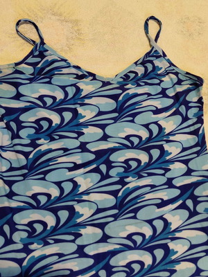 Dress with straps like new, blue and white, asymmetric hem