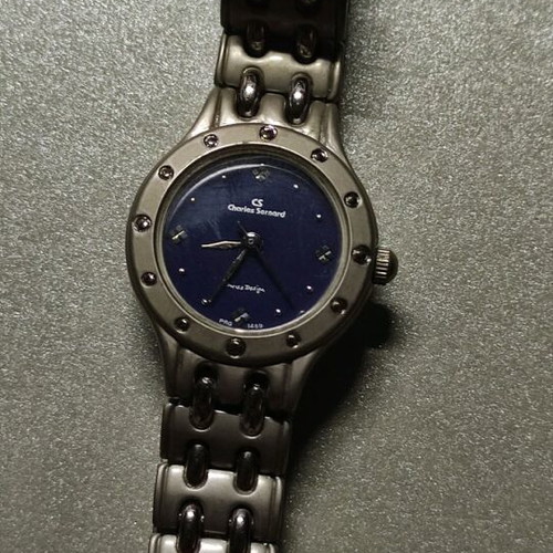 Christen Dion wristwatch used, women's, blue and silver