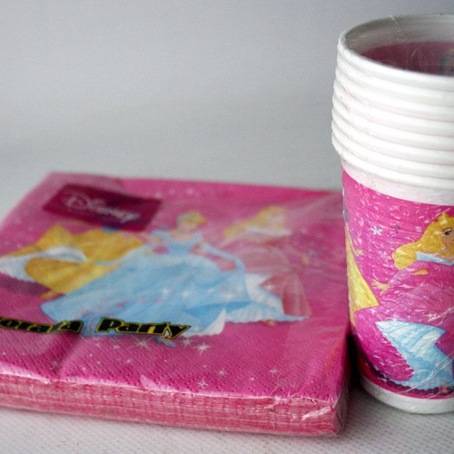Vintage Disney Princess party set 20 napkins 8 cups Decorata new
