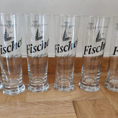 Fischer beer glasses new, set of 6