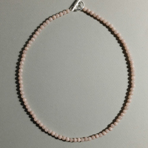 Minimalist handmade choker necklace with natural pink quartz beads new