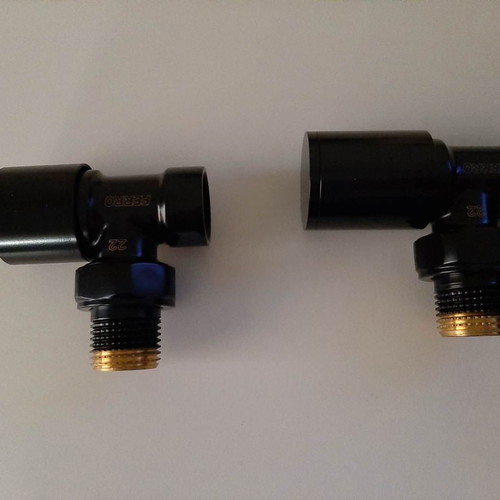 Angle valves for radiator or towel rail new black