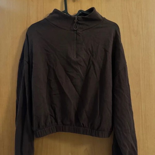 Crop sweatshirt used brown with zipper Terranova size L