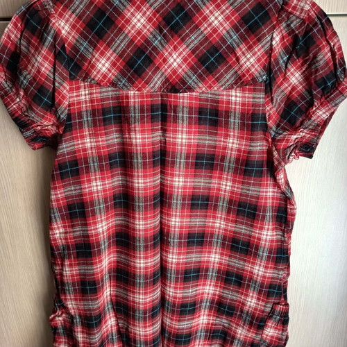 Lynne checked blouse dress size L like new, black and red