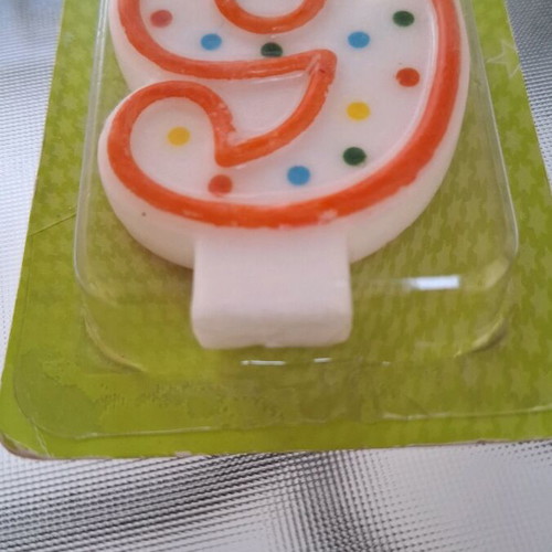 Birthday candle number 9 3D polka dot new