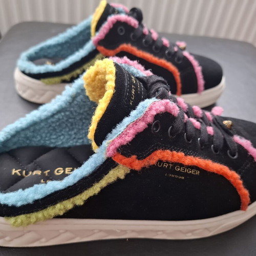 Kurt Geiger Slip-On Trainers Size 40 New, Suede, Black with Colorful Details