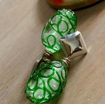 Silver 925 earrings new, green and silver