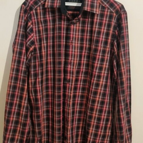 Canda men's shirt with long sleeves, red and black stripes, size Small, like new