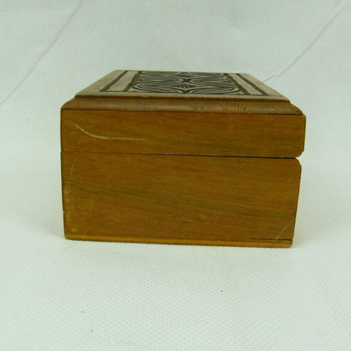 Old wooden jewelry box used, brown