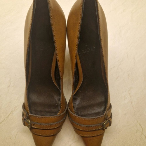 Zara leather pumps brown new, size 37, 8 cm heel