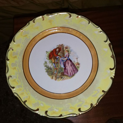 Vintage Winterlink porcelain set used, serving platter and 4 Victorian style plates