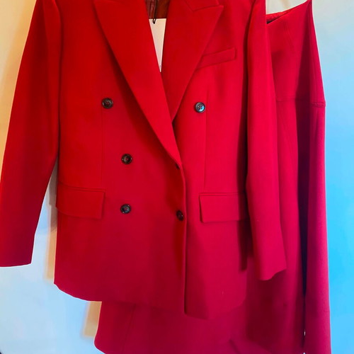 Zara set jacket and skirt midi red new M