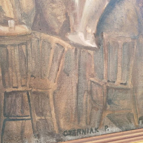 Vintage Scandinavian oil painting on canvas used
