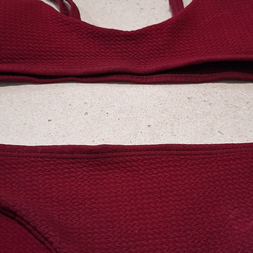 Burgundy Textured Bikini Set Bralette Small Fit, Like New