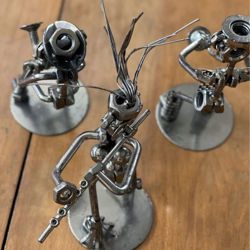Handmade metal musician figurines set of 3