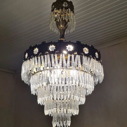 Pendant ceiling light bronze with crystals vintage like new