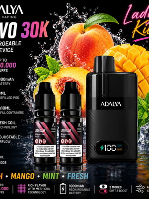 Adalya Levo 30K Lady Killer ново вейп устройство с вкус праскова манго мента