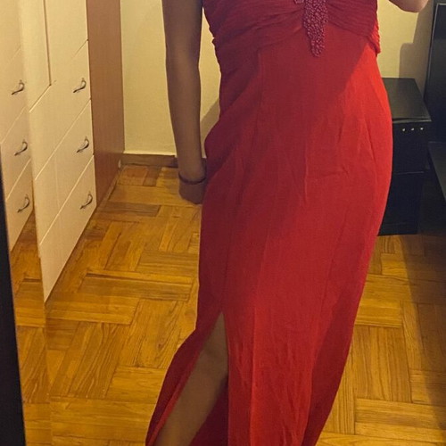 Red dress new, size L / 40 / 12 with slit detail