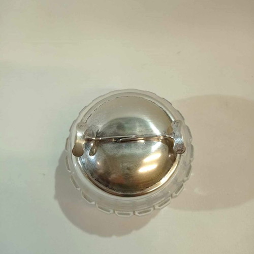 Antique English handmade sugar bowl from 1920s with silver-plated lid and tongs