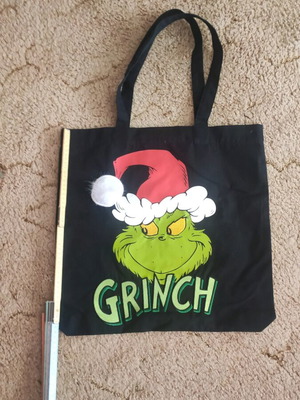 Bershka Grinch tote bag like new, black shoulder