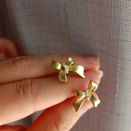 Steel earrings new, gold color, matte finish