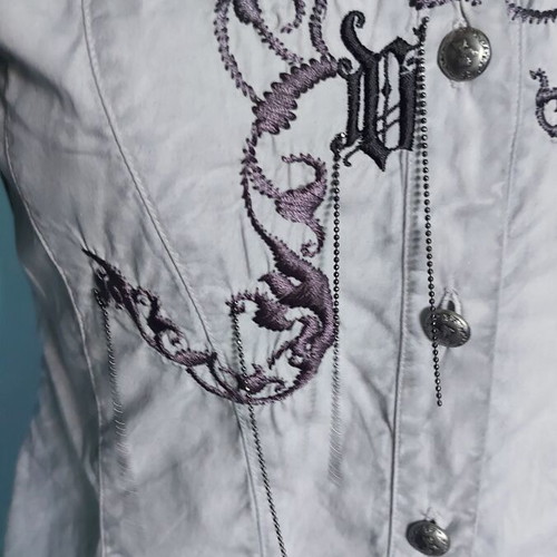 Γυναικεία σχεδιαστική πουκάμισο Versace Jeans Couture, γκρι βαμβάκι