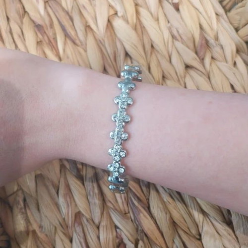 Gold bracelet with crosses and zirconia 6.5x5.5cm new