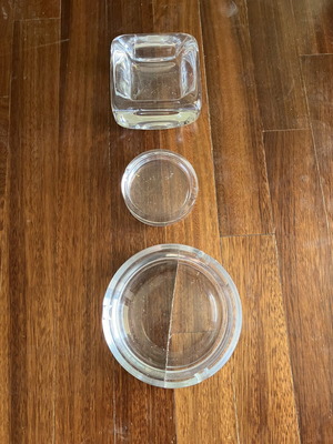 Glass ashtrays used, small, medium and large sizes
