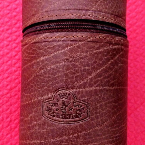Flask with leather case like new and three bottles