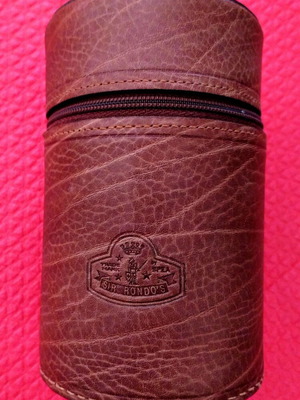 Flask with leather case like new and three bottles
