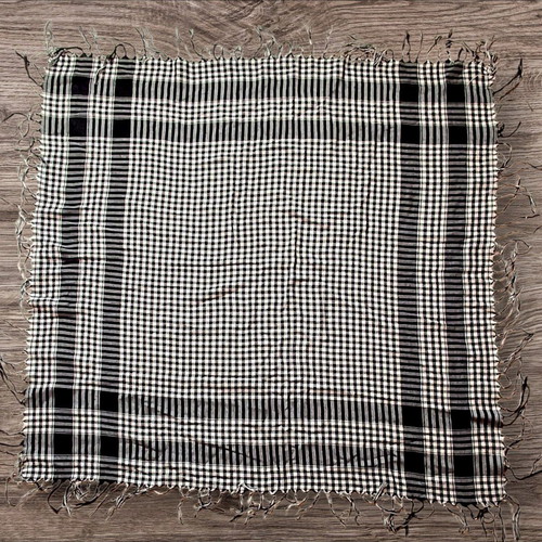 Traditional scarf with fringes like new, black and white
