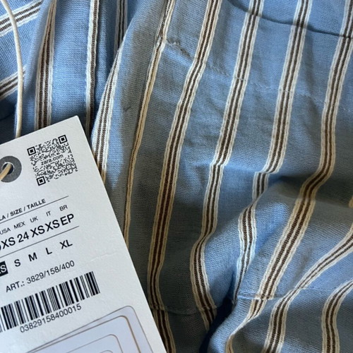 Zara wrapped dress turquoise with stripes, new, cotton blend