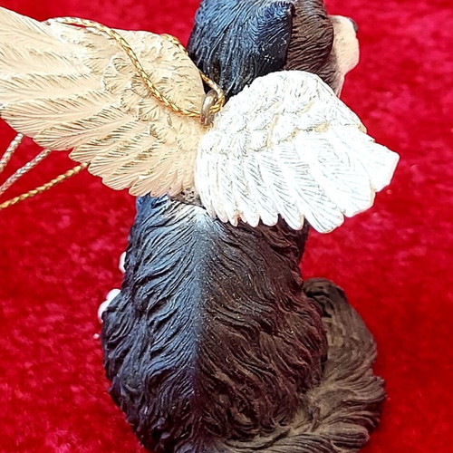 Decorative Tuxedo Cat Figurine with Angel Wings like new