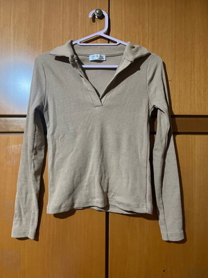 Ribbed top Happiness Istanbul S-M beige like new with collar