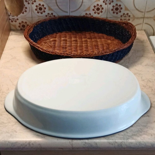 Oval Serving Platter Heat-Resistant Vintage with Wicker Base New
