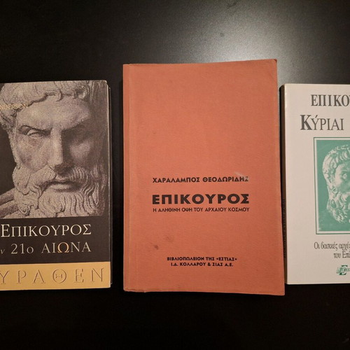 Three books about Epicurus, used, complete, good condition