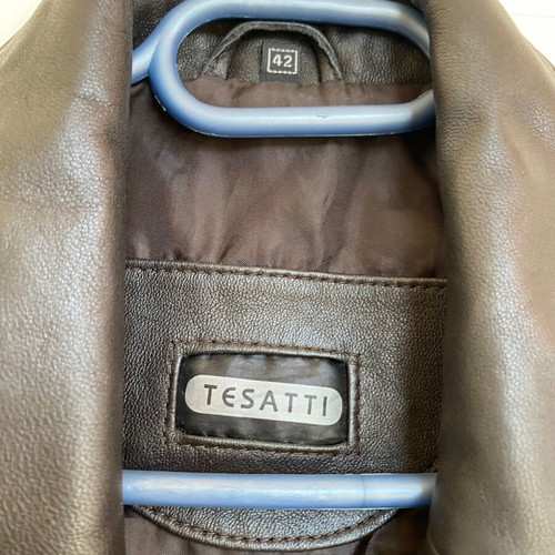 Vintage leather coat, dark brown and black, unisex