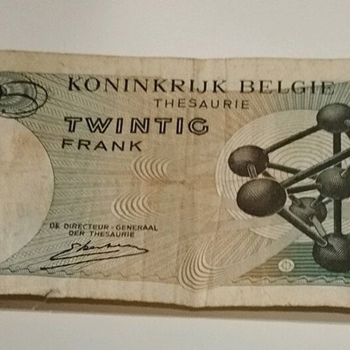 Belgian 20 Francs banknote used, 1964