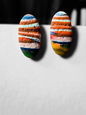 Handmade polymer clay earrings multicolored new with stainless steel stud