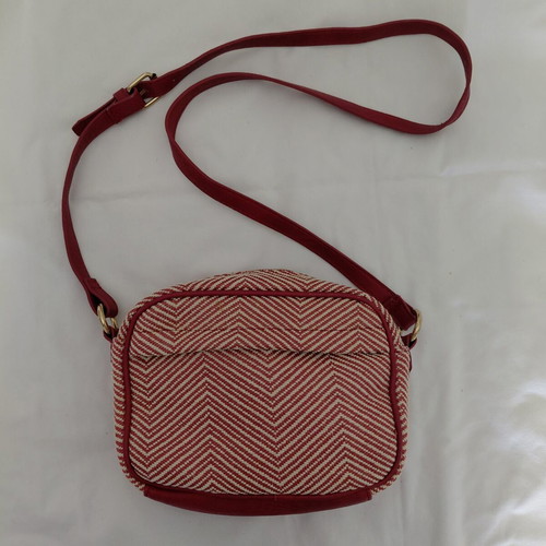 Stradivarius crossbody bag like new, red and ecru cotton
