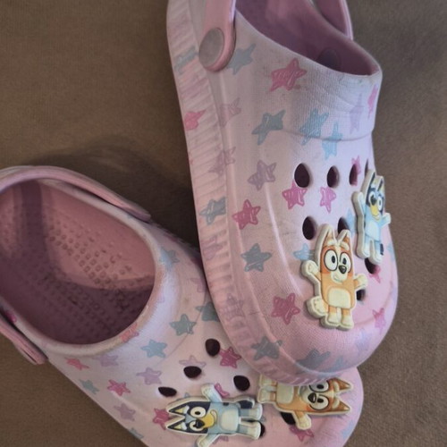 Next Bluey clogs like new, size 28, pink and purple