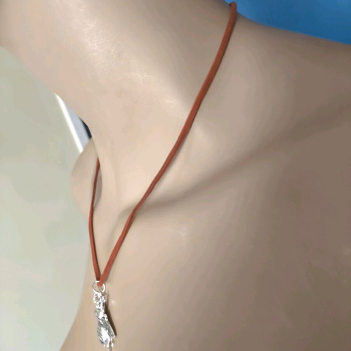 Necklace new with brown velvet strap and silver bee pendant