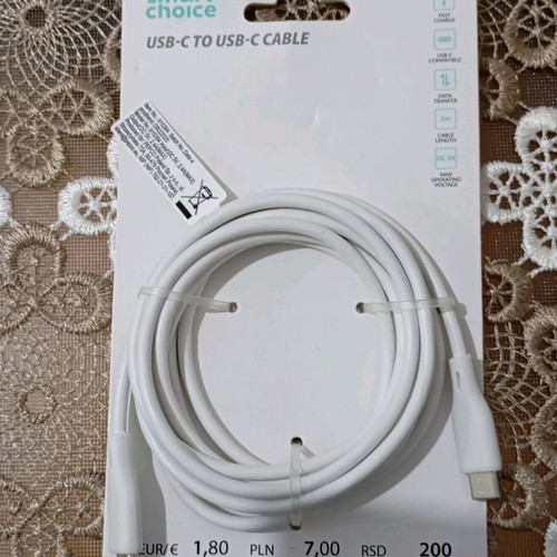 USB-C to USB-C Charger cable new, white color