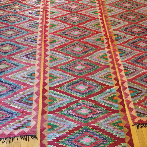 Handmade loom-woven rugs used, set of 3, various sizes