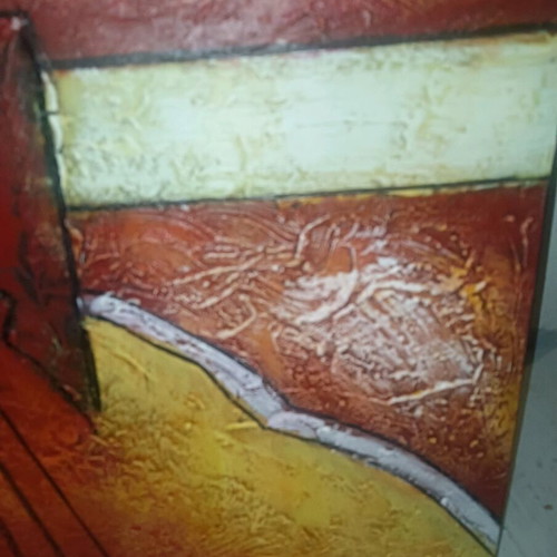 Canvas painting on stretcher frame with violin theme like new
